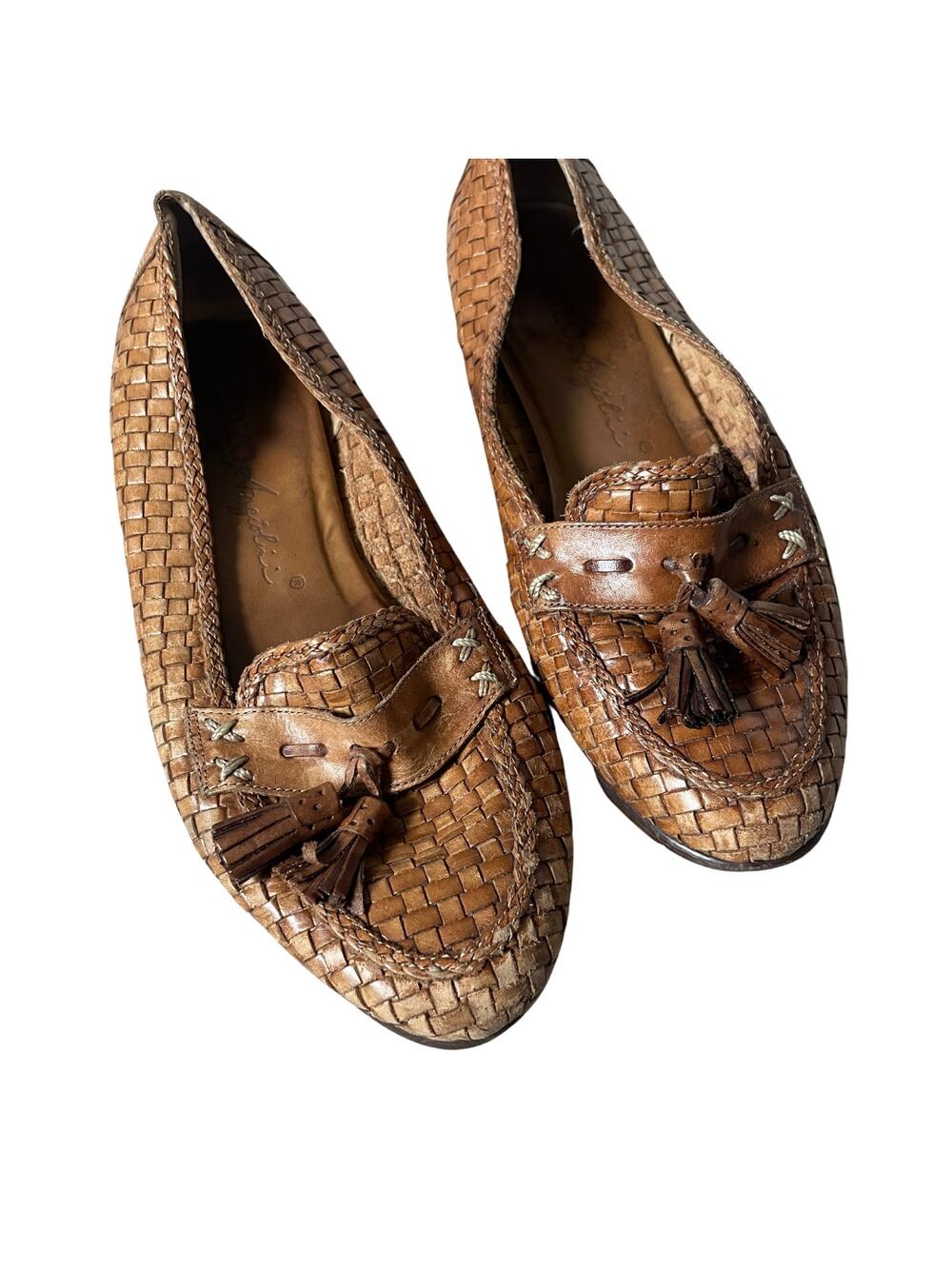 Vintage Enzo Angiolini Braided Woven Leather Tassel Oxfords Size 5.5